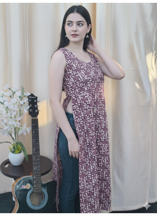 Suvasn Ethincs Purple Long Kurti
