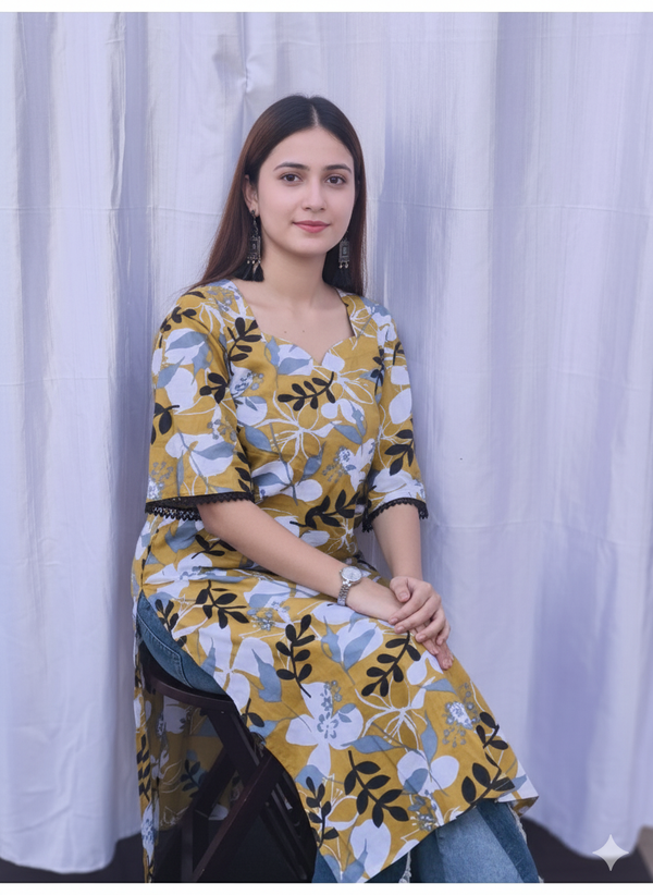 Suvasna Ethnics Yellow Long Kurti