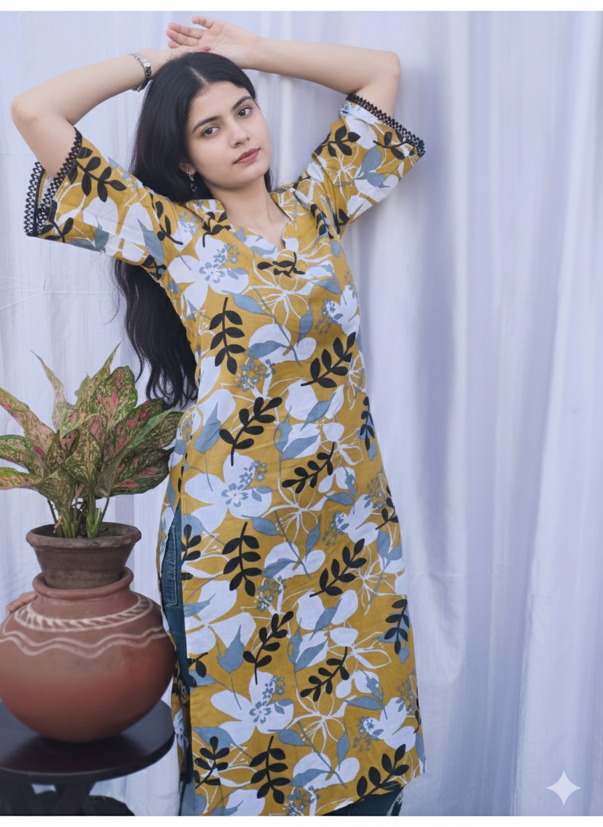 Suvasna Ethnics Yellow Long Kurti