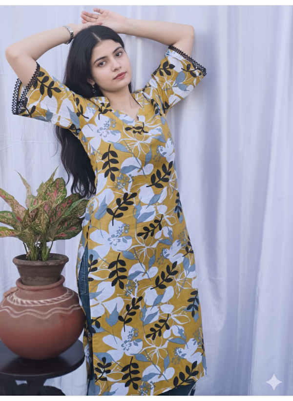 Suvasna Ethnics Yellow Long Kurti