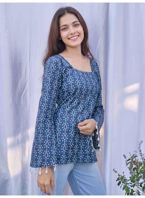 Suvasna Ethnics Blue Indigo Printed Kurti