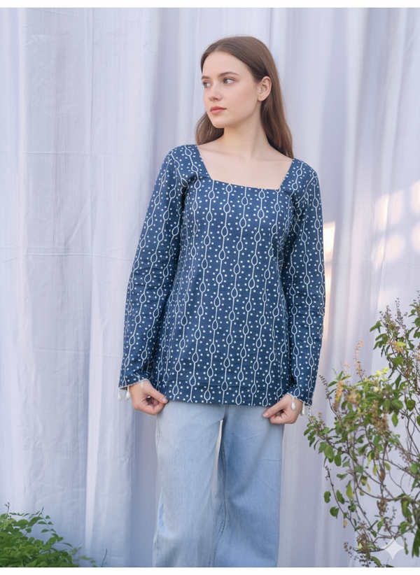 Suvasna Ethnics Blue Indigo Printed Kurti